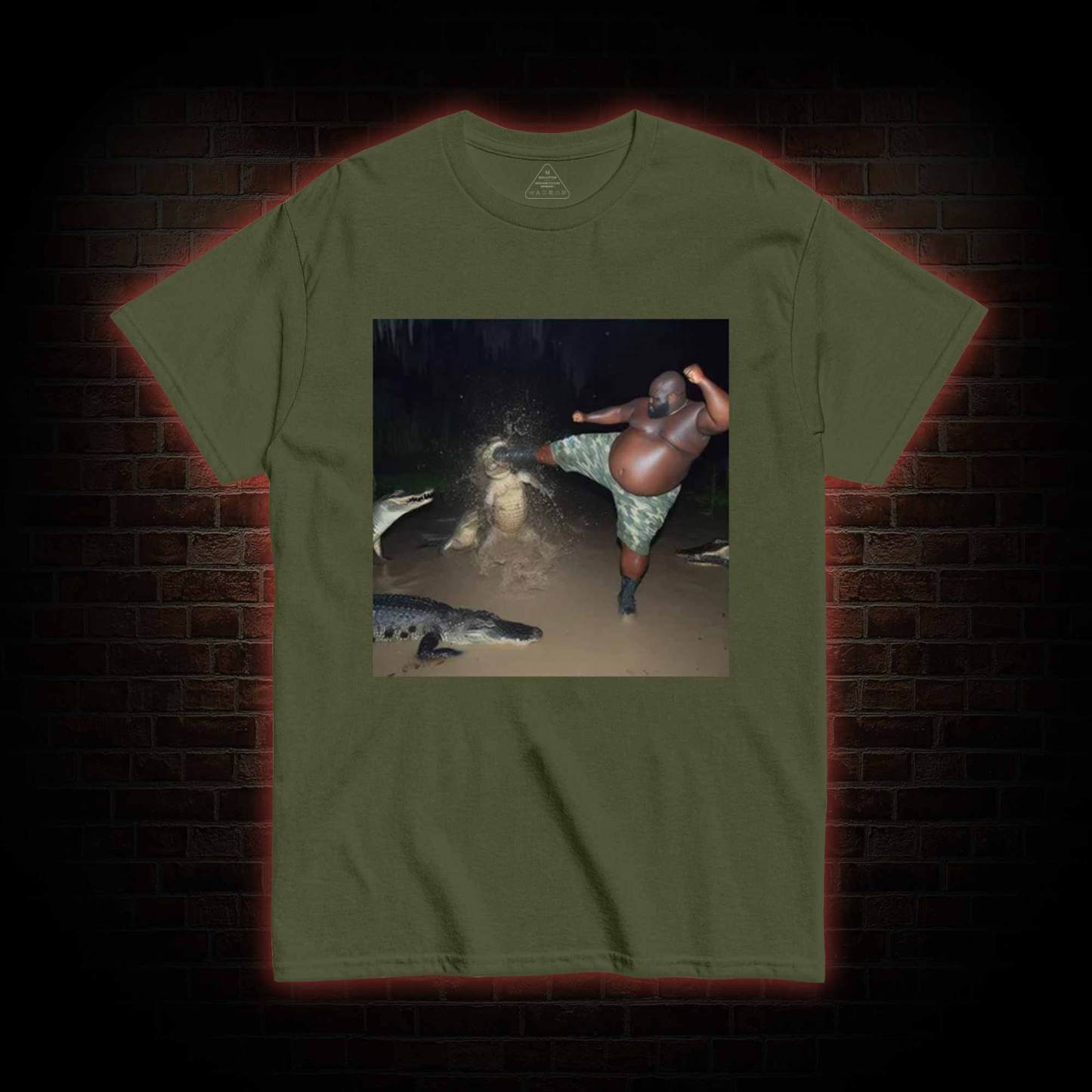 Black Guy Kick Alligator in Swamp T-shirt