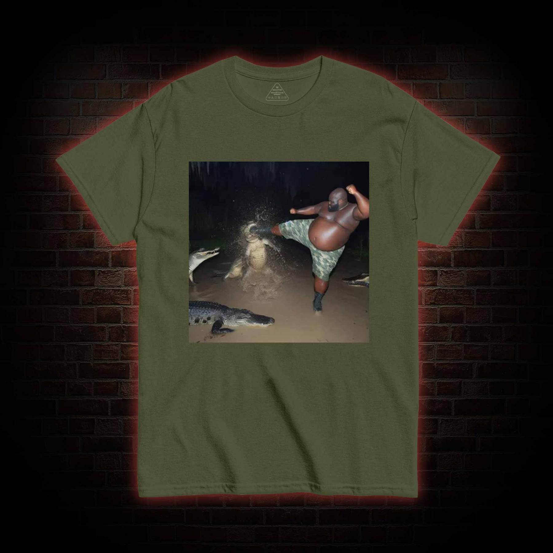 Black Guy Kick Alligator in Swamp T-shirt