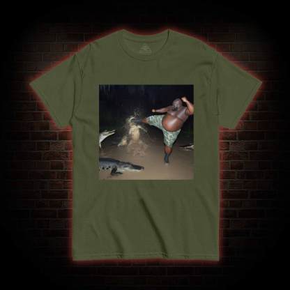 Black Guy Kick Alligator in Swamp T-shirt