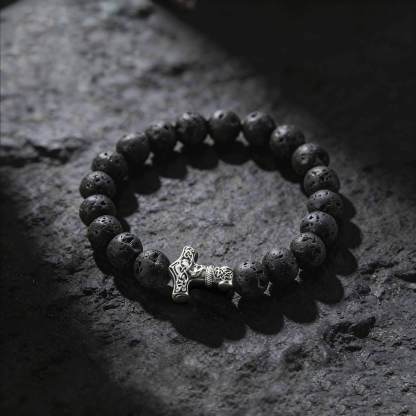 Thor's Hammer Lava Stone Beaded Bracelet