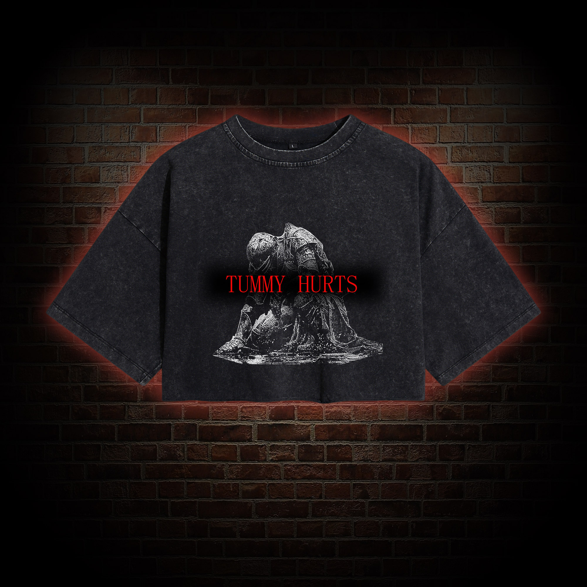 Retro Tummy Hurts Women's Washed Cropped T-shirts