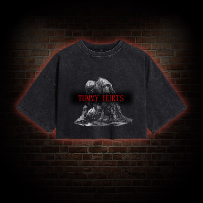 Retro Tummy Hurts Women's Washed Cropped T-shirts