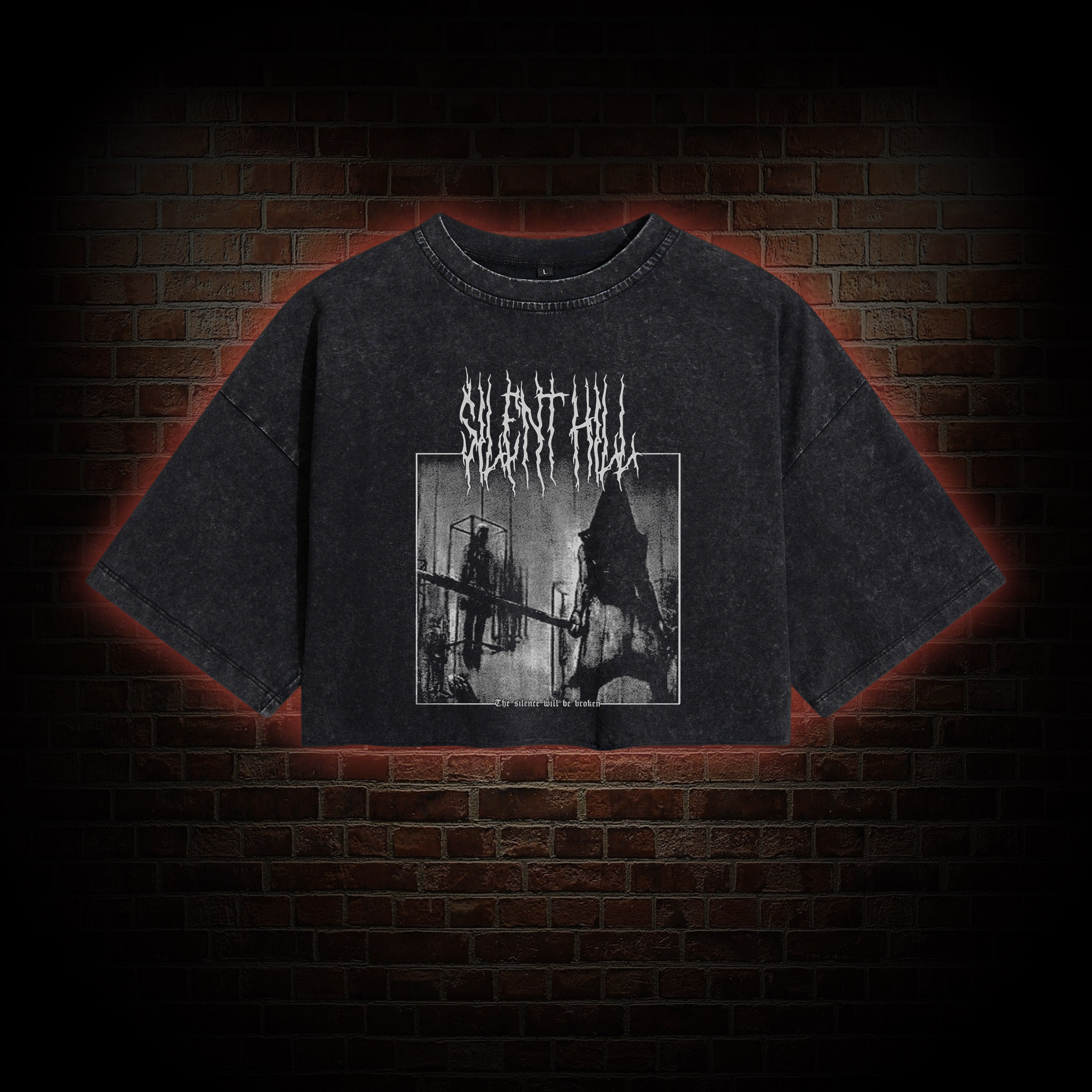 Pyramid Head Washed Cropped T-shirts
