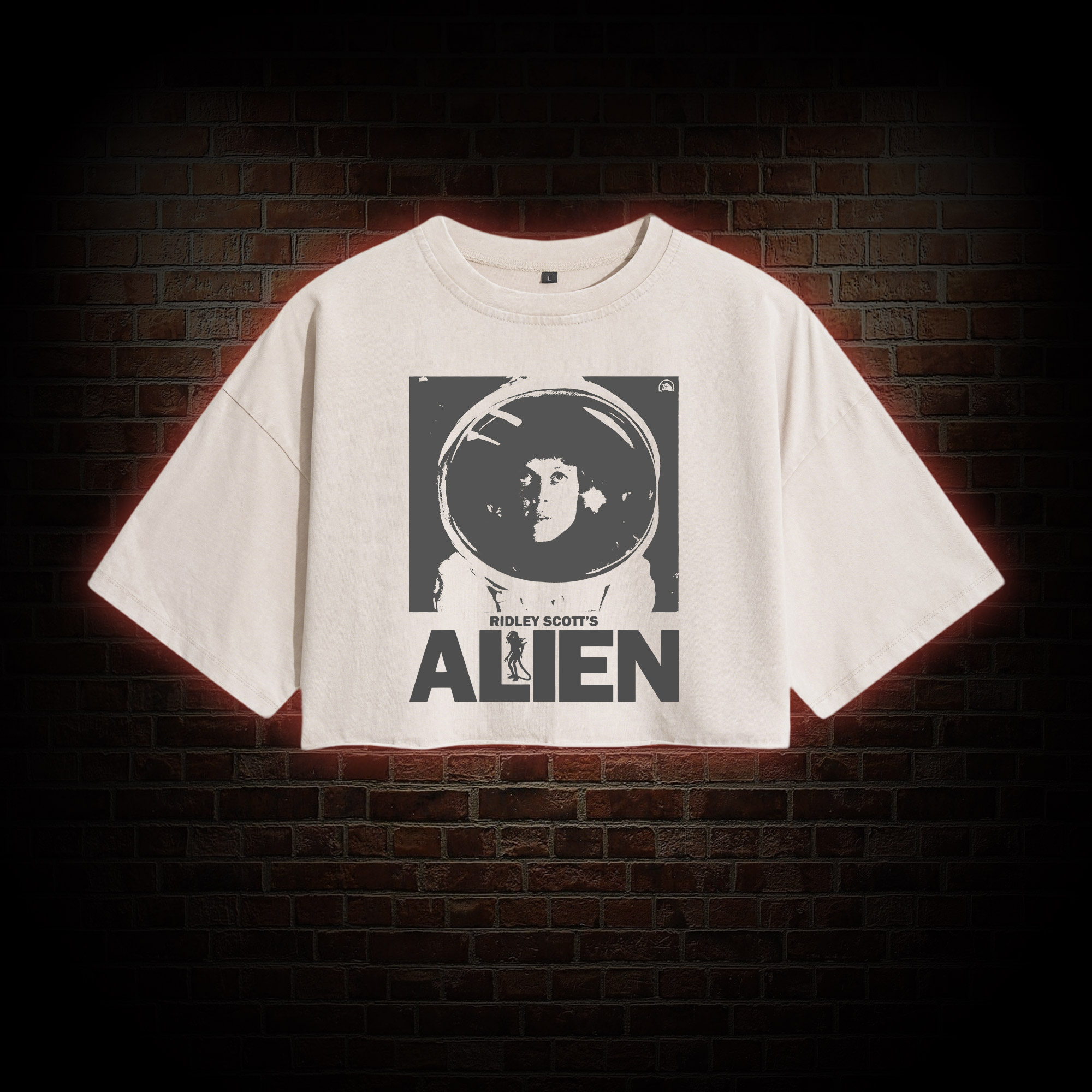 Retro Alien Washed Cropped T-shirts