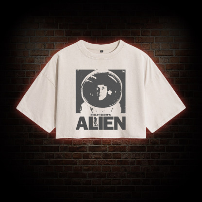 Retro Alien Washed Cropped T-shirts