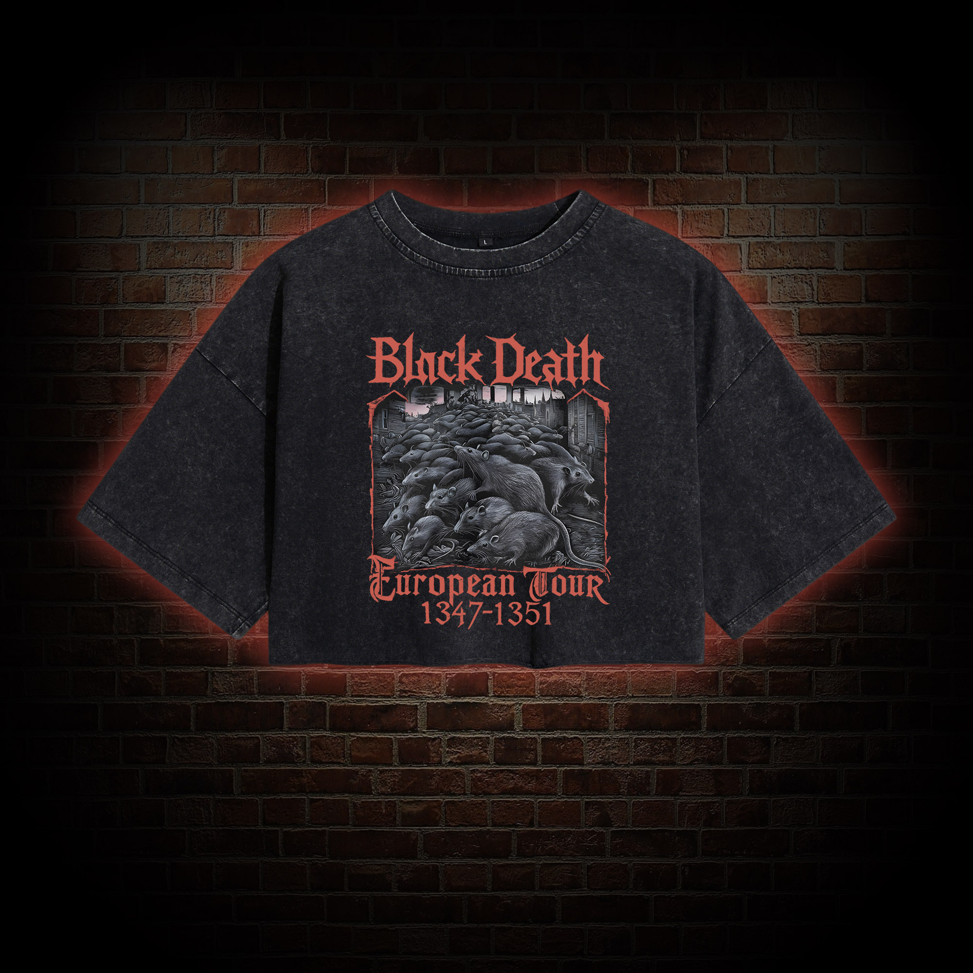 Vintage Black Death European Tour  Washed Cropped T-shirts