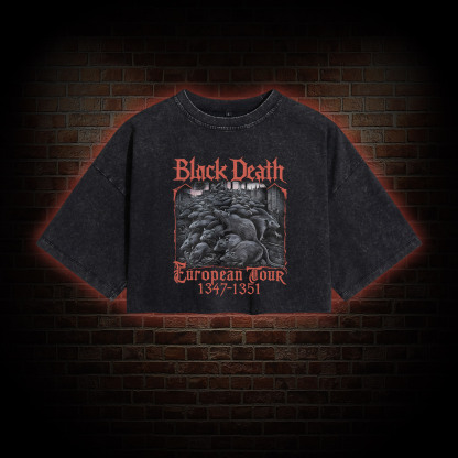 Vintage Black Death European Tour  Washed Cropped T-shirts
