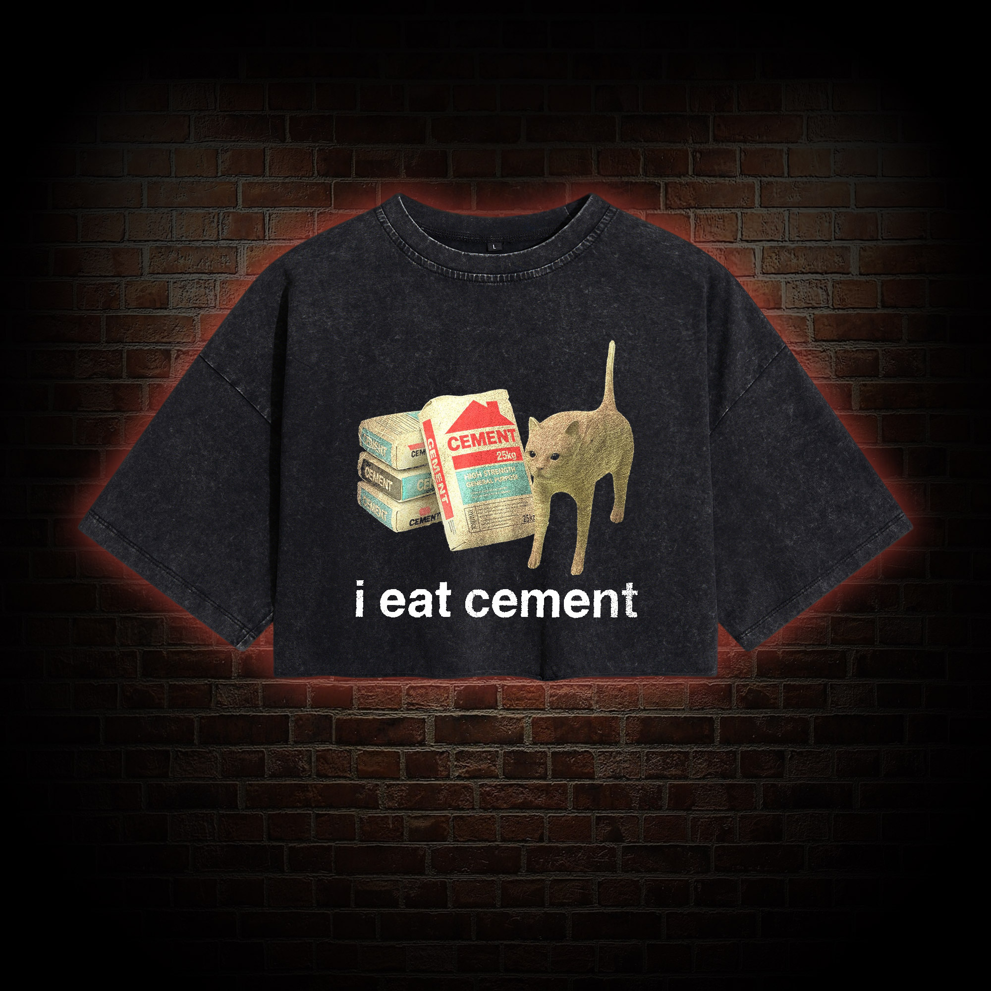 I Eat Cement Washed Cropped T-shirts
