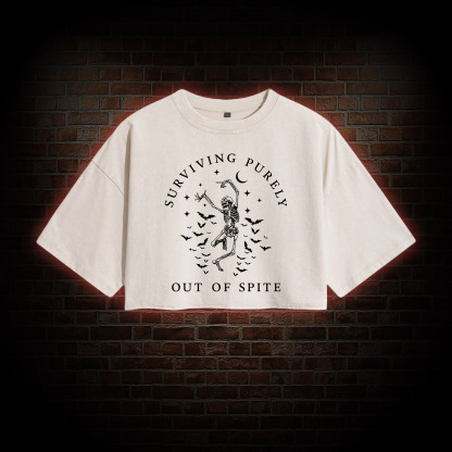 Surviving Purely Out of Spite Washed Cropped T-shirts