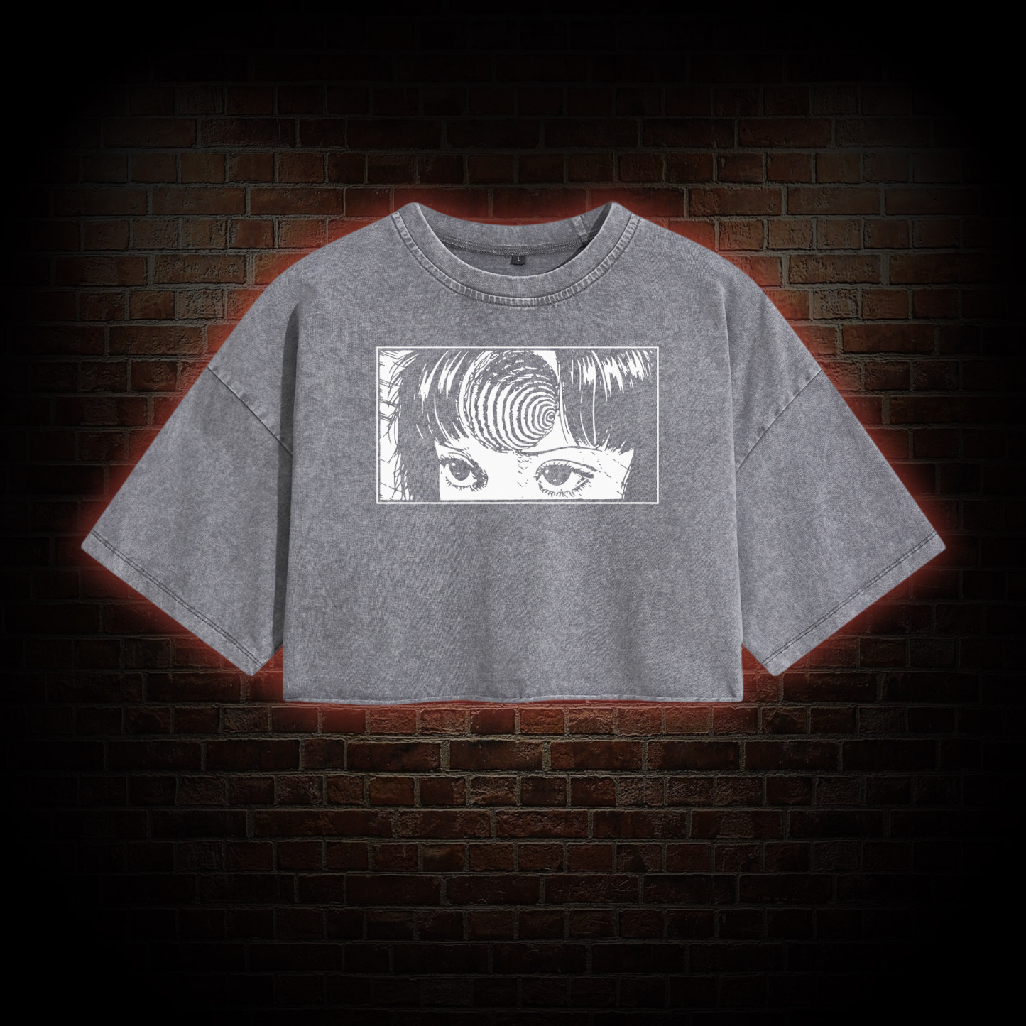 Creepy Girl Eyes, Spiral Horror Manga Washed Cropped T-shirts