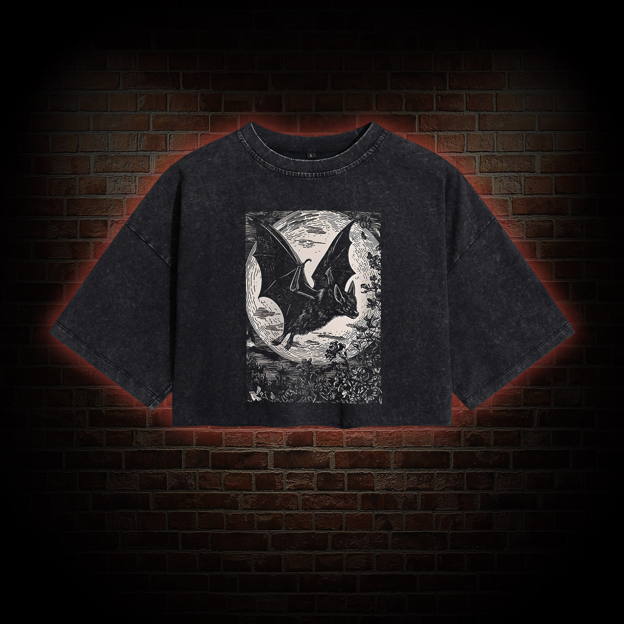Medieval Bat Washed Cropped T-shirts
