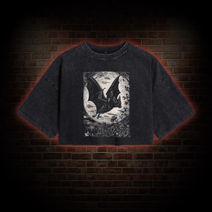 Medieval Bat Washed Cropped T-shirts