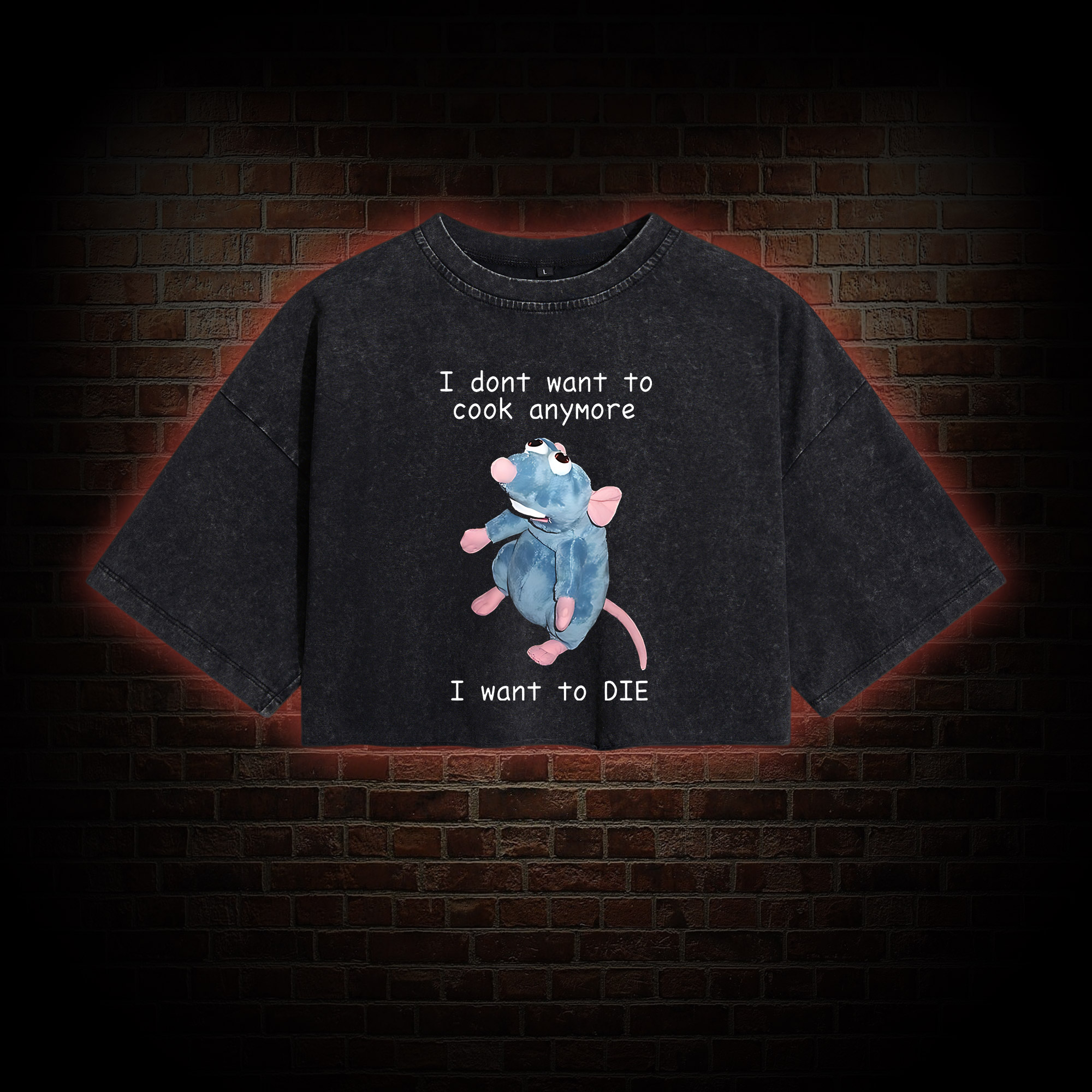I Don't Want to Cook anymore Washed Cropped T-shirts