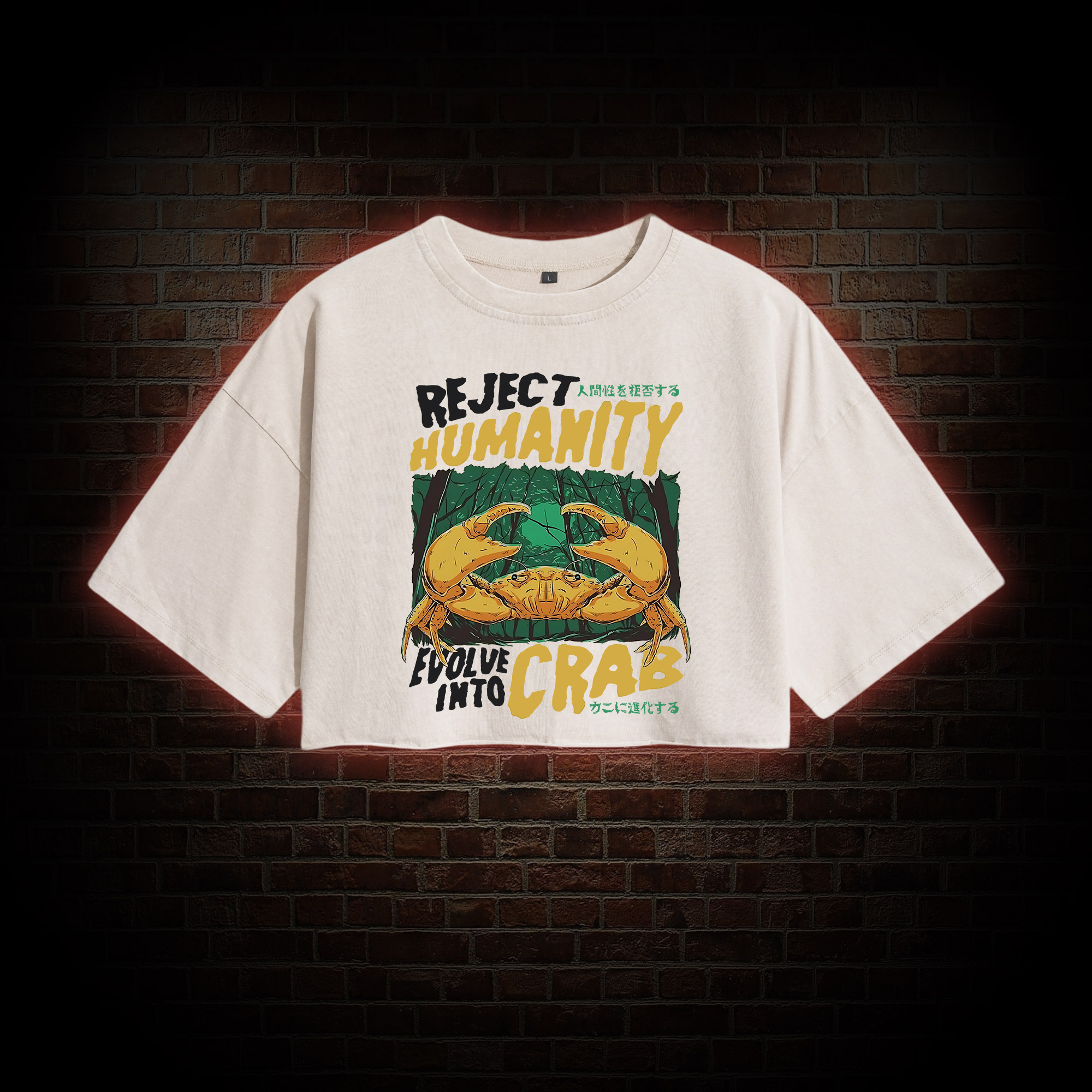 Reject Humanity Crab Washed Cropped T-shirts