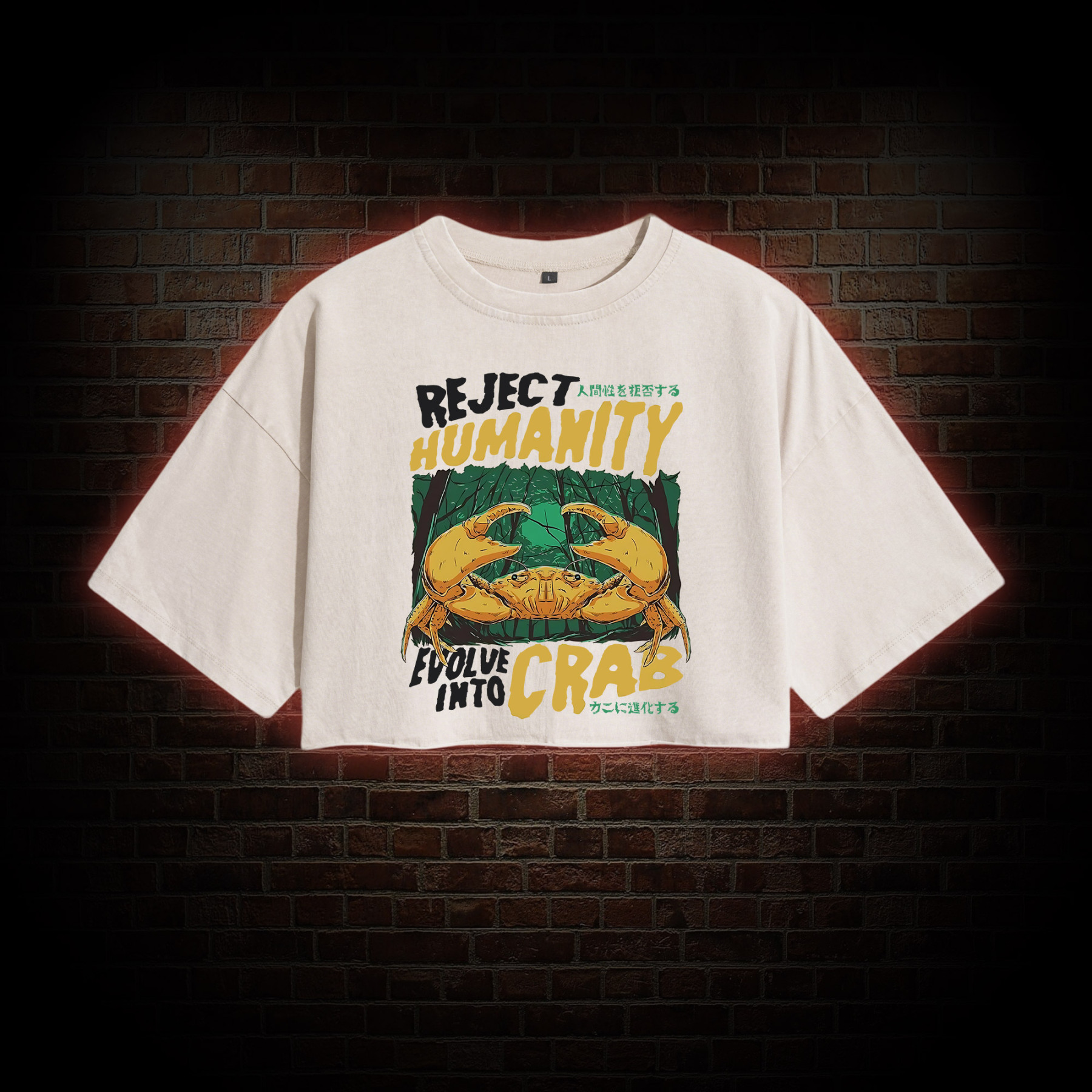 Reject Humanity Crab Washed Cropped T-shirts