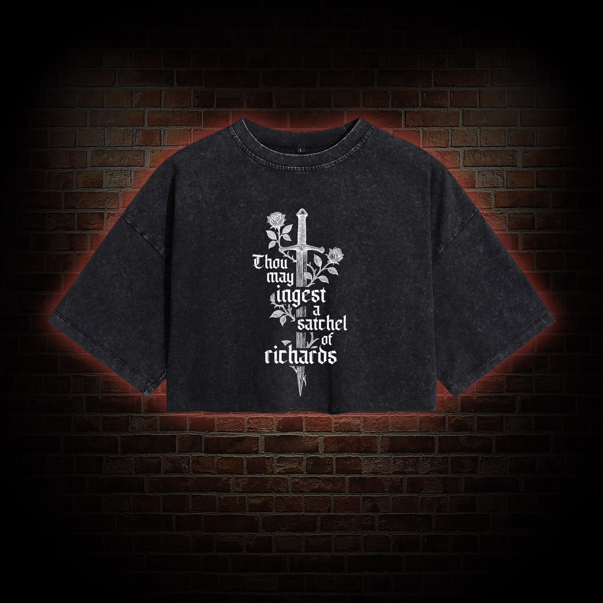 Thou May Ingest a Satchel of Richards Washed Cropped T-shirts