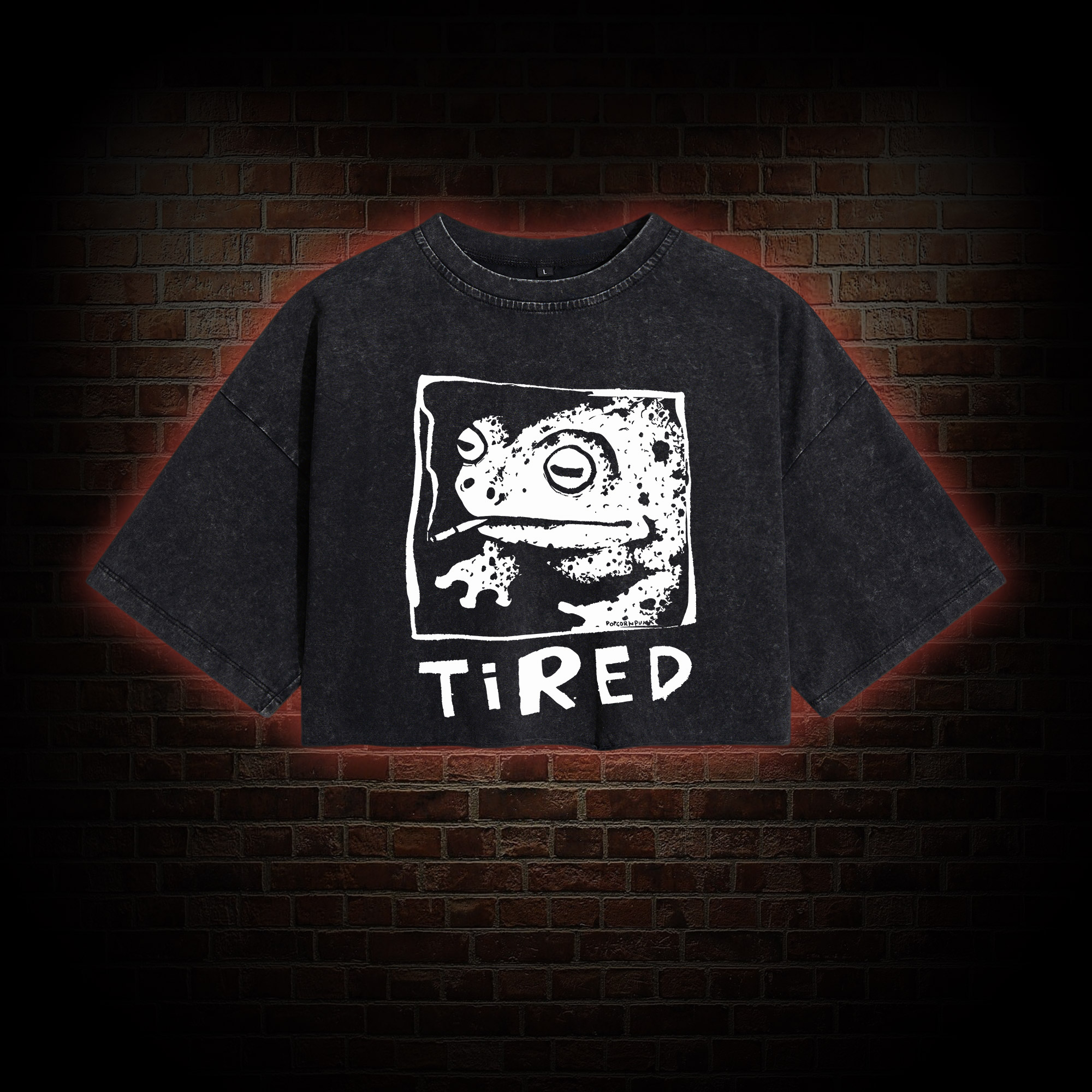 Tired Frog Washed Cropped T-shirts