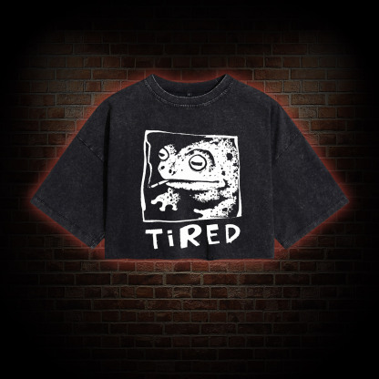 Tired Frog Washed Cropped T-shirts