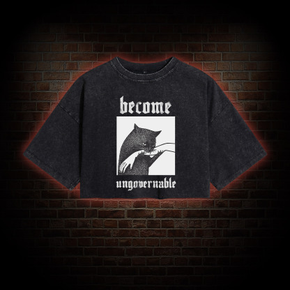 Silly Cats Washed Cropped T-shirts