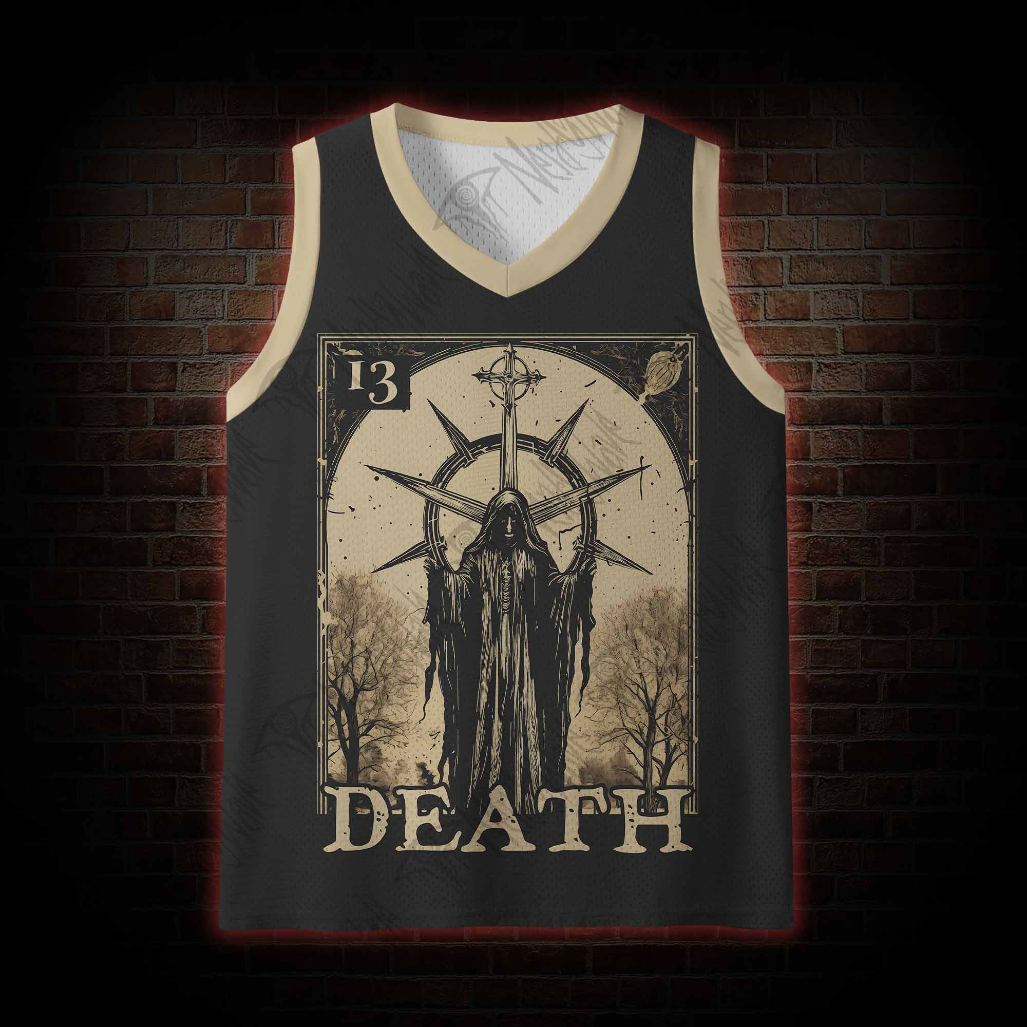 Death in Cloak Tarot Card Mesh Jersey Tank Top