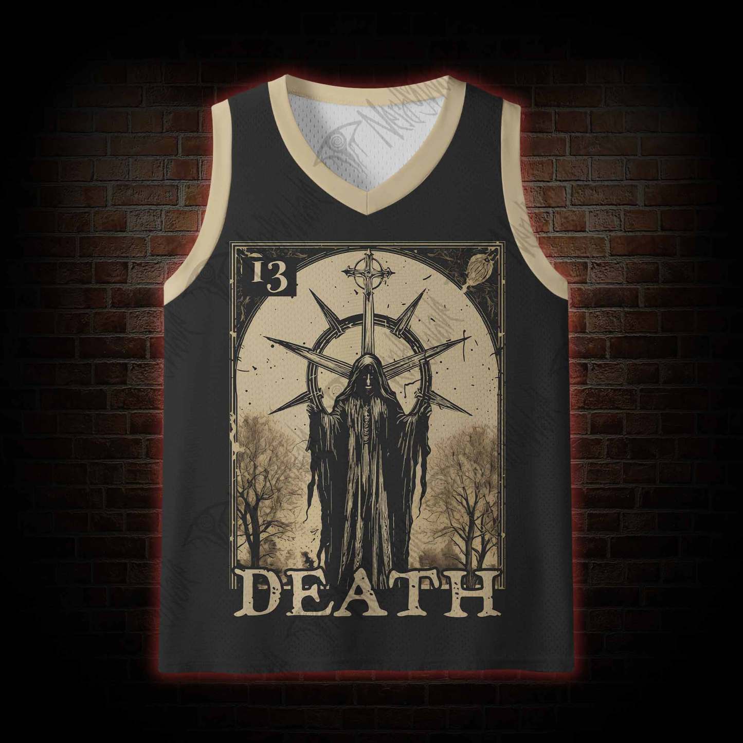 Death in Cloak Tarot Card Mesh Jersey Tank Top
