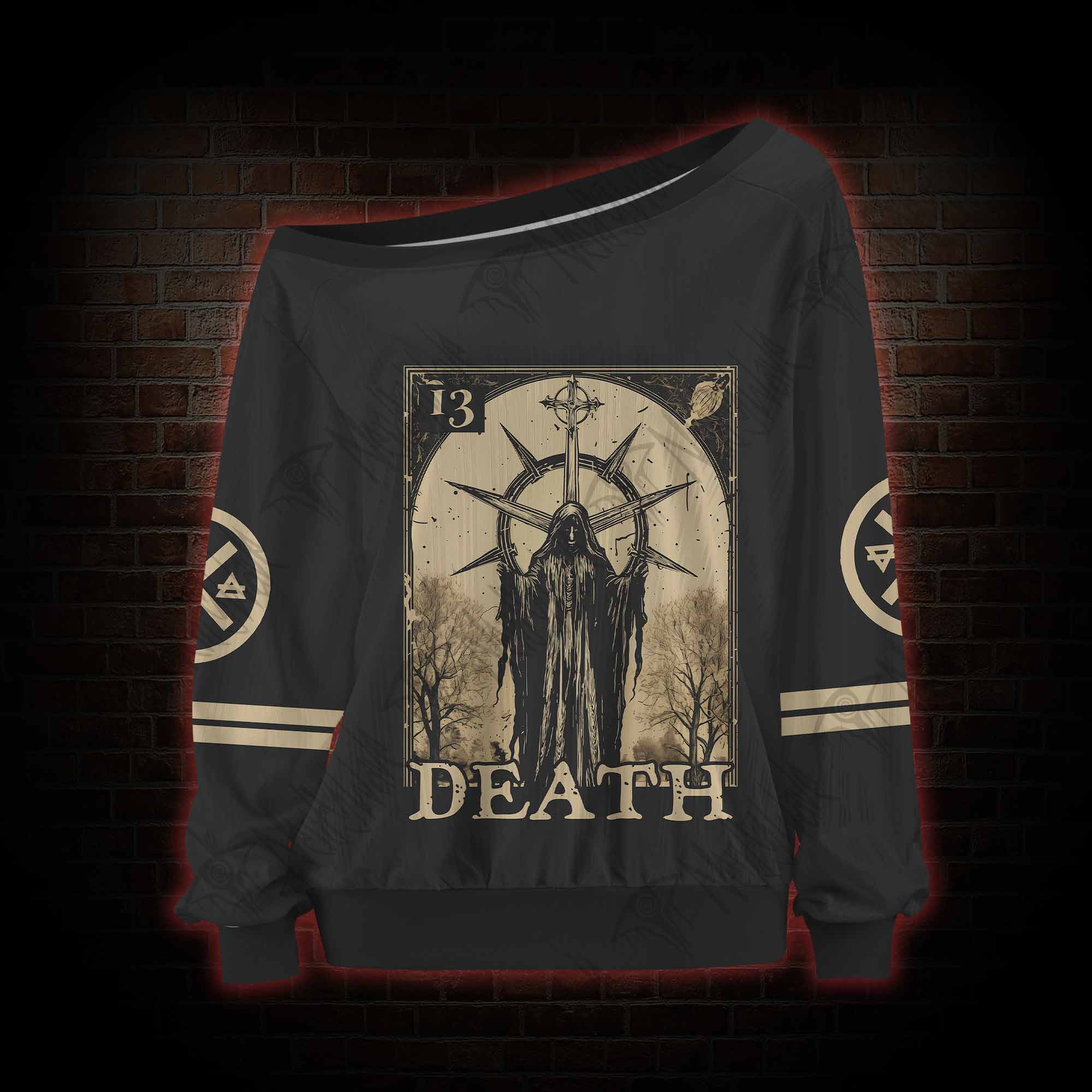 Death in Cloak Tarot Card Off Shoulder Jersey