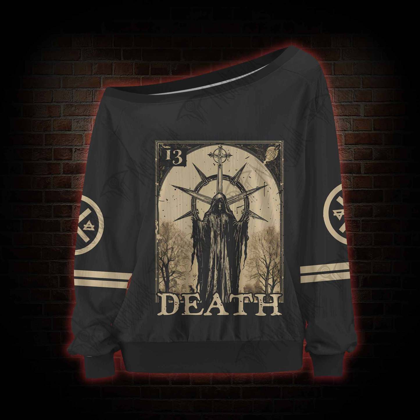 Death in Cloak Tarot Card Off Shoulder Jersey