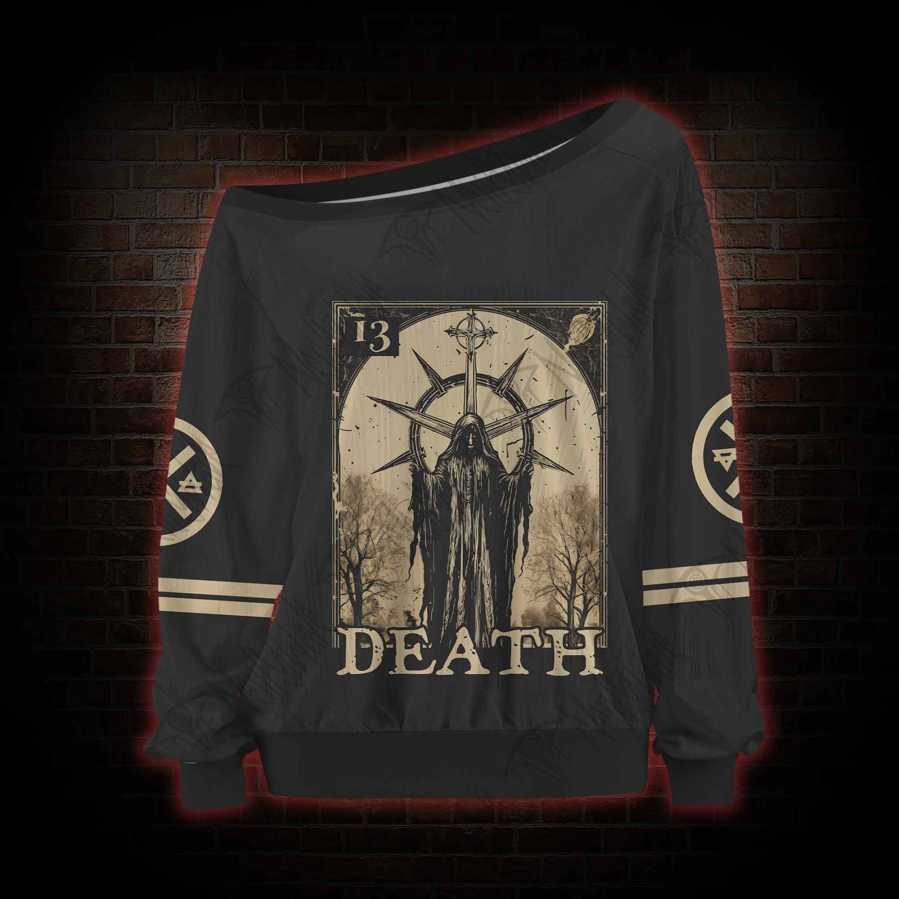 Death in Cloak Tarot Card Off Shoulder Jersey