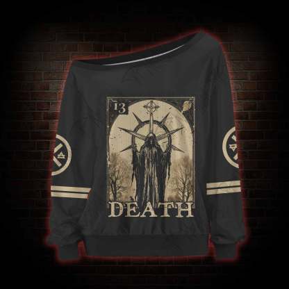 Death in Cloak Tarot Card Off Shoulder Jersey
