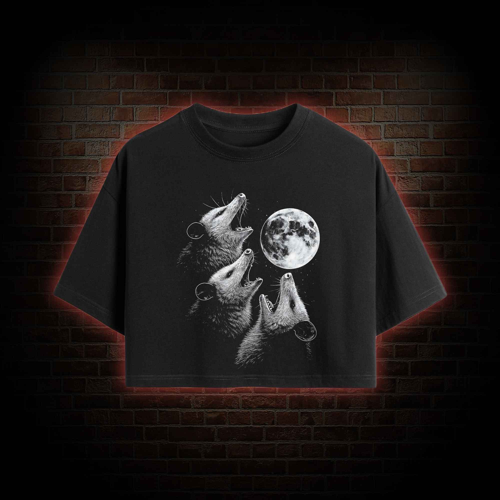 Possums Howling to Moon Crop Top