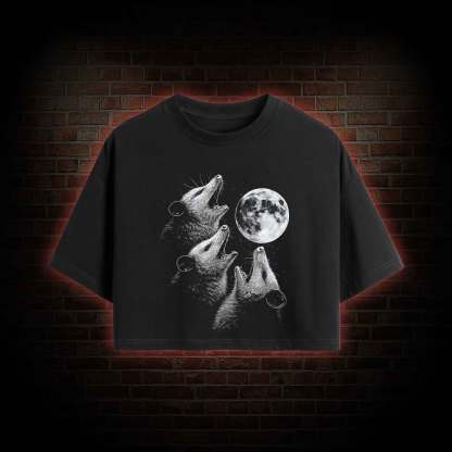 Possums Howling to Moon Crop Top