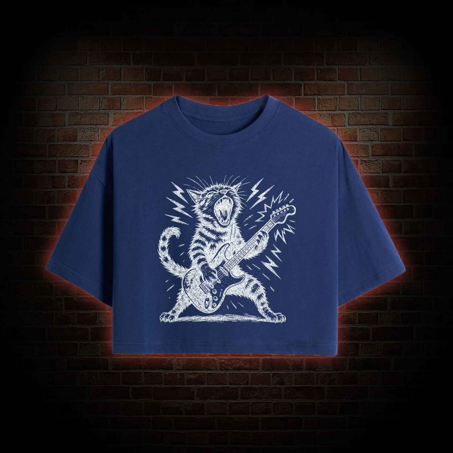 Rock and Roll Cat Crop Top