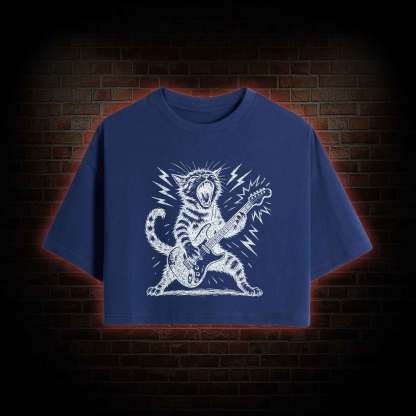 Rock and Roll Cat Crop Top