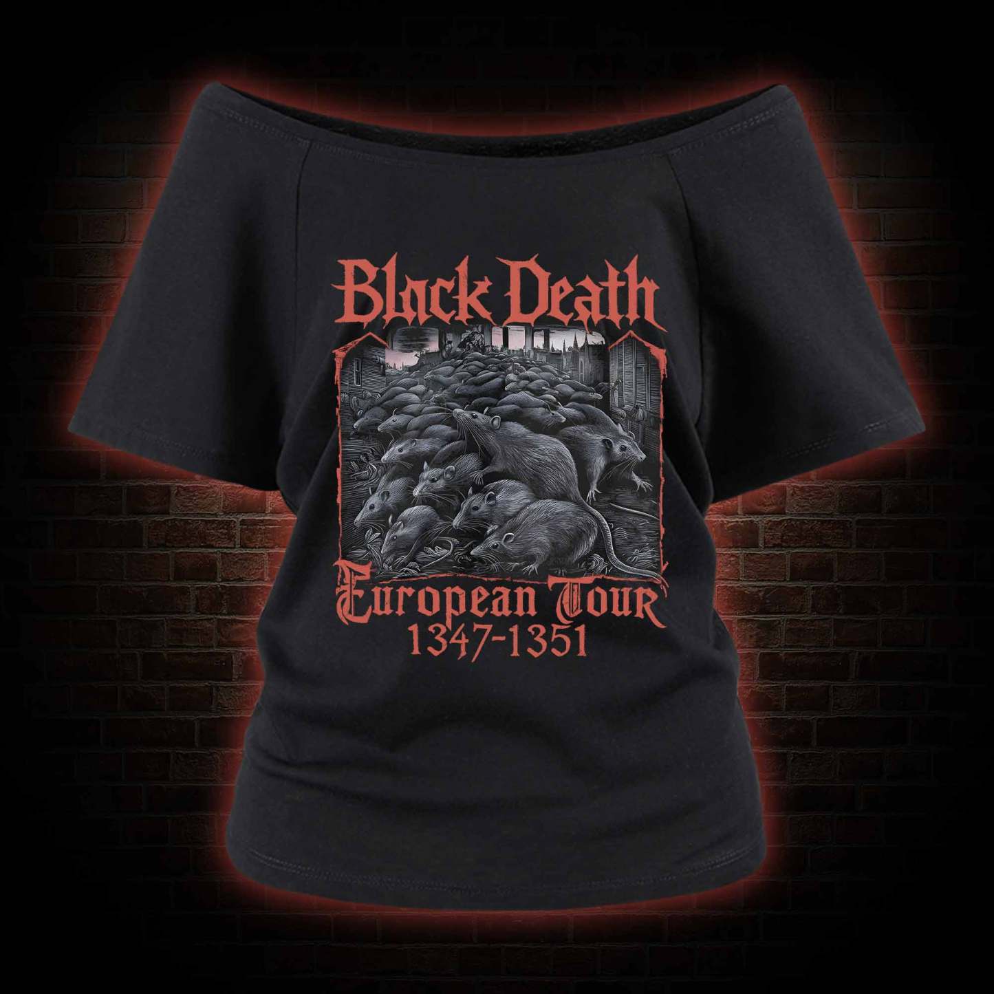 Vintage Black Death European Tour Off Shoulder T-shirts