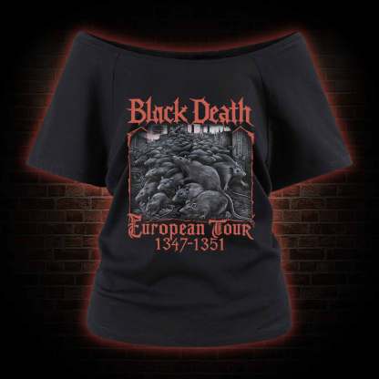 Vintage Black Death European Tour Off Shoulder T-shirts
