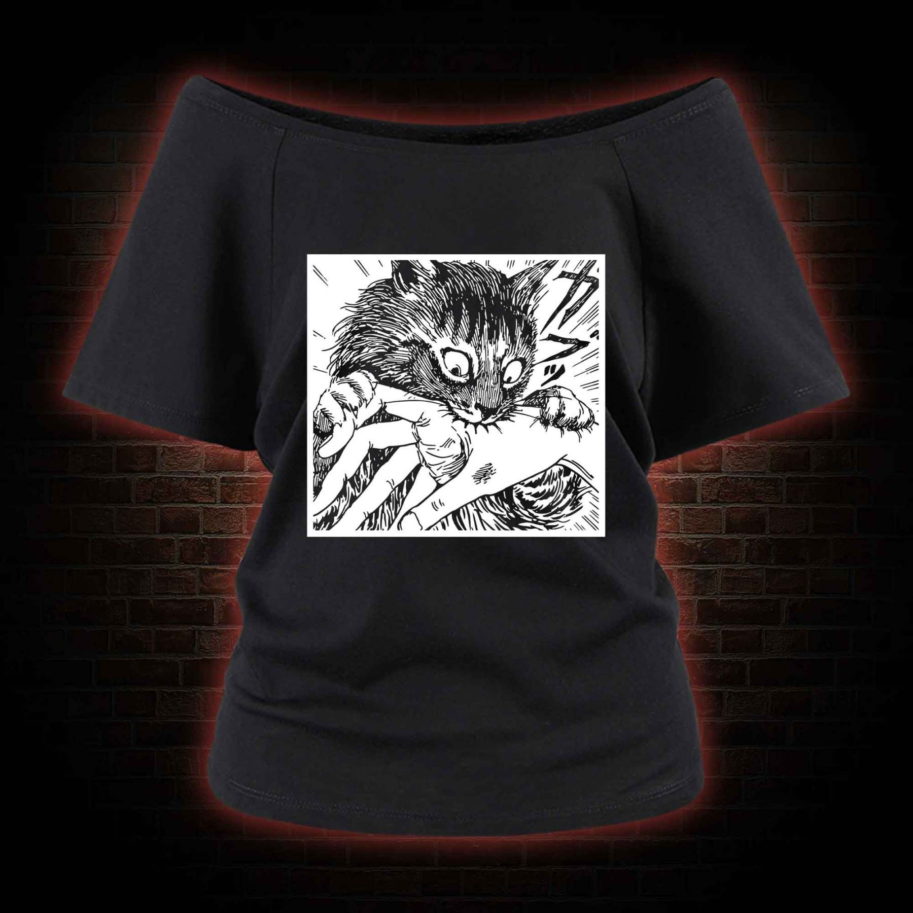 Tomie Cat Diary Anime Horror Off Shoulder T-shirts