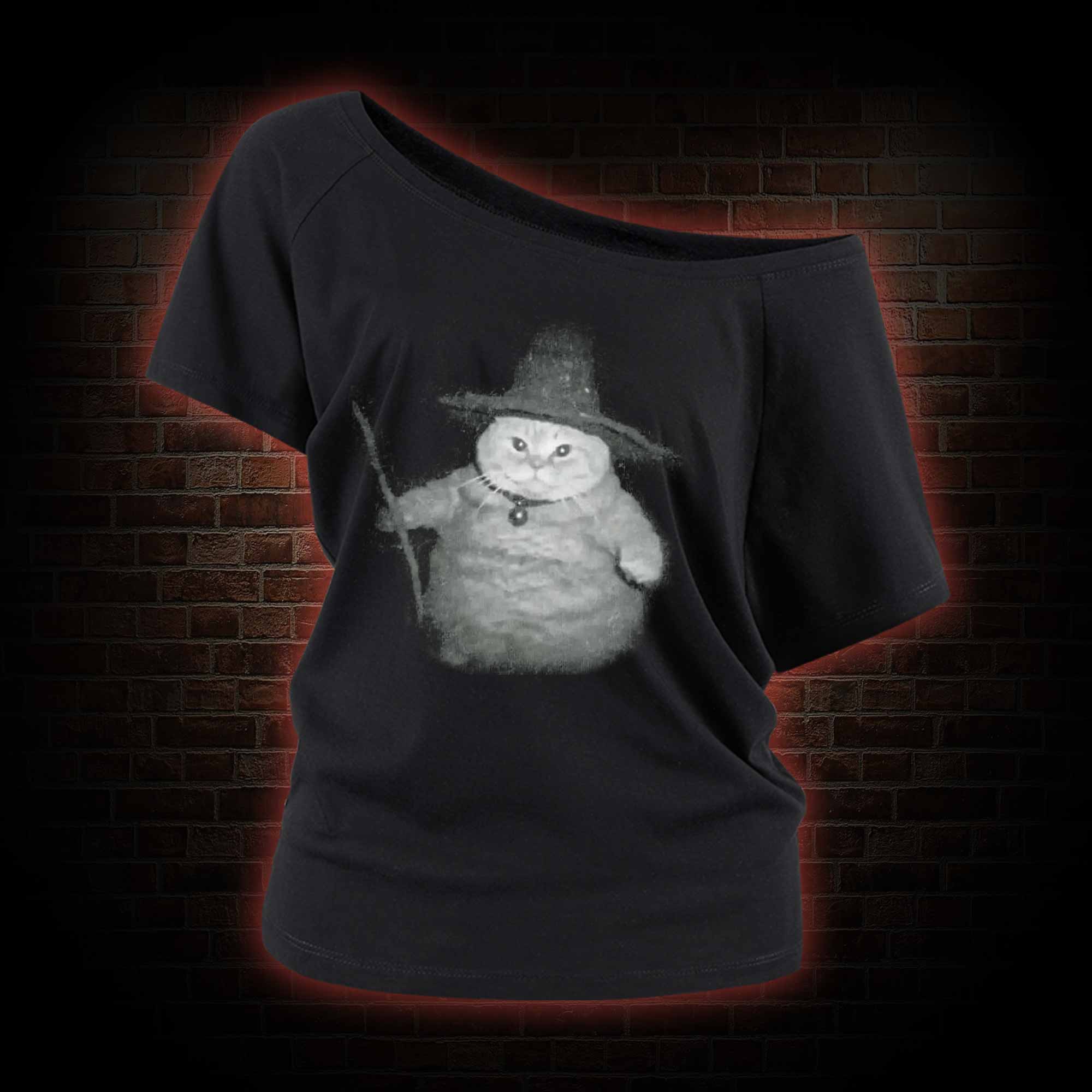 Wizard Cat Off Shoulder T-shirts