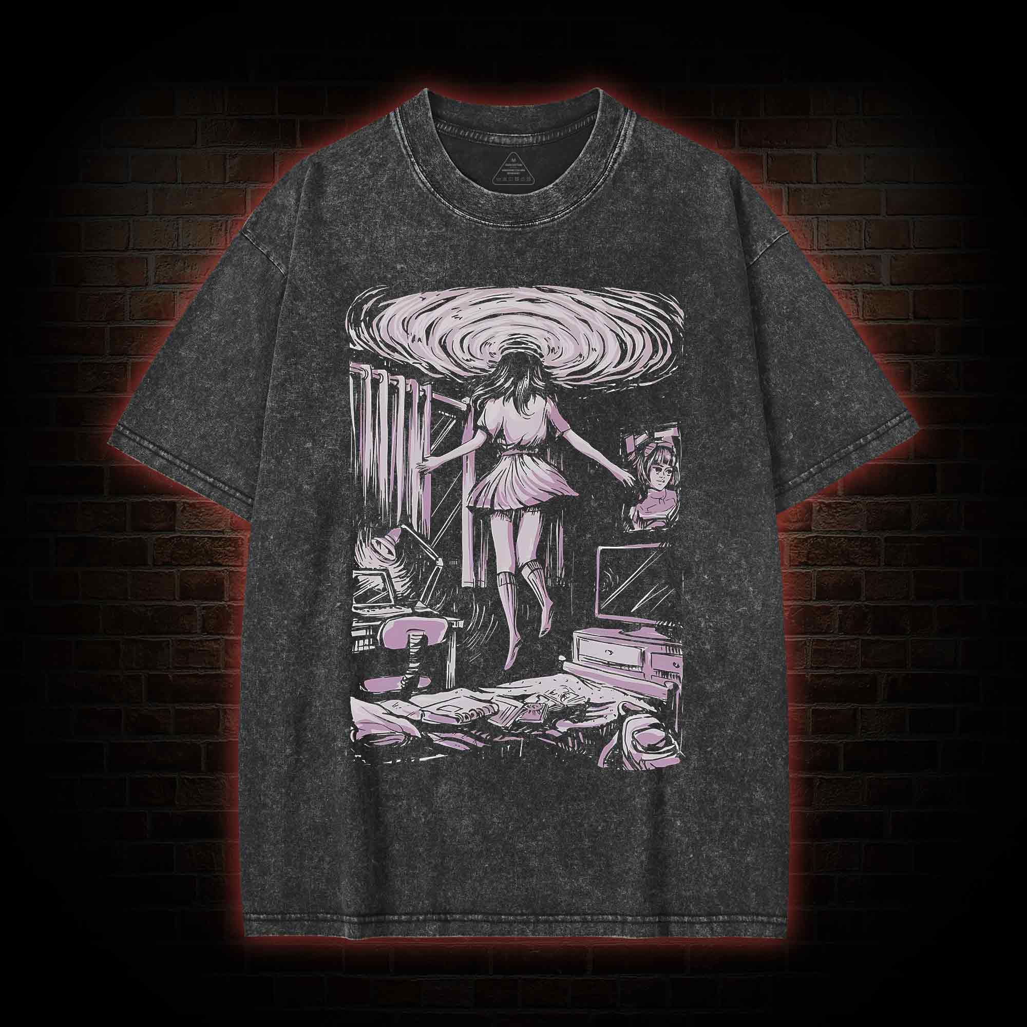 Portal Door Girl Washed T-shirt