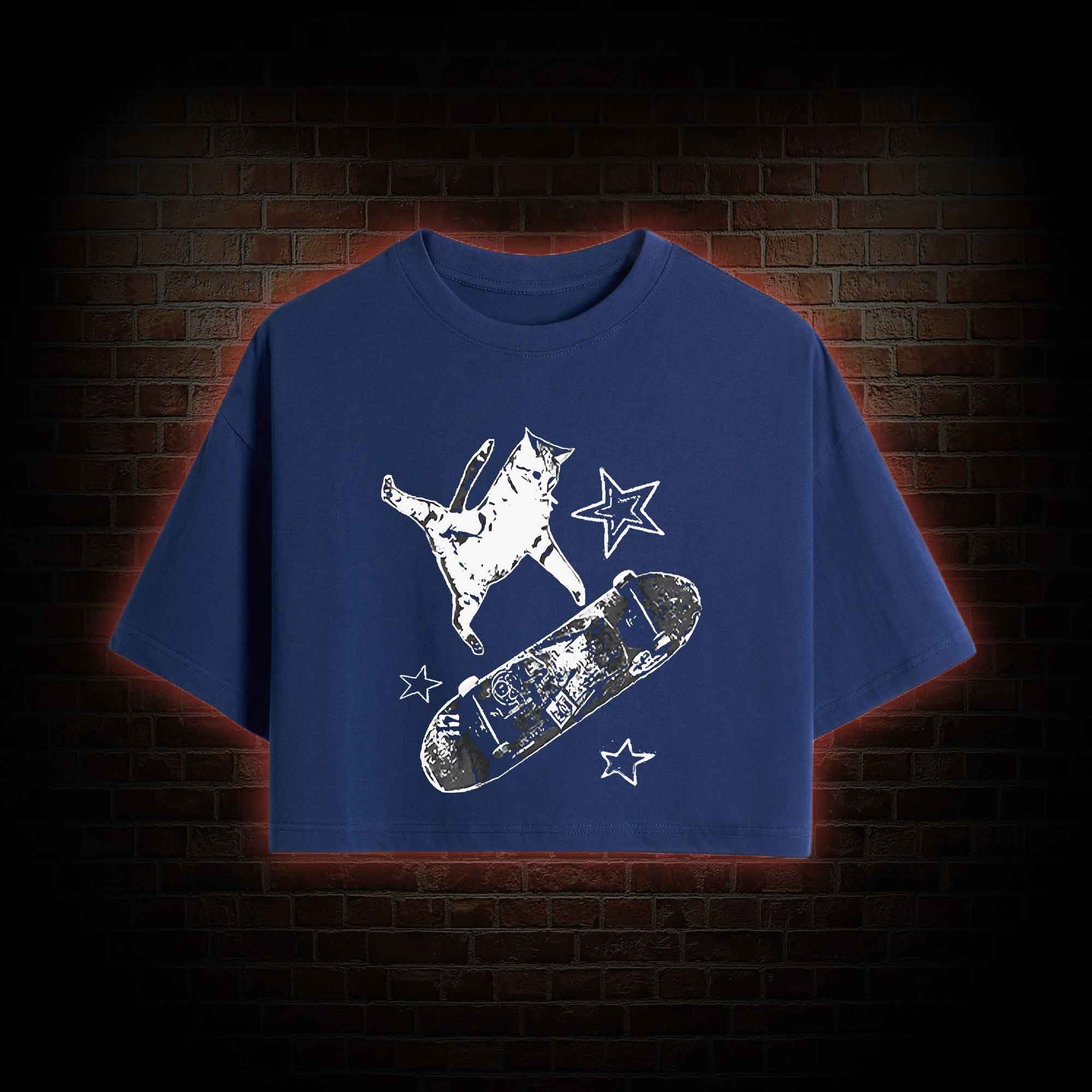Skateboard Cat Crop Top