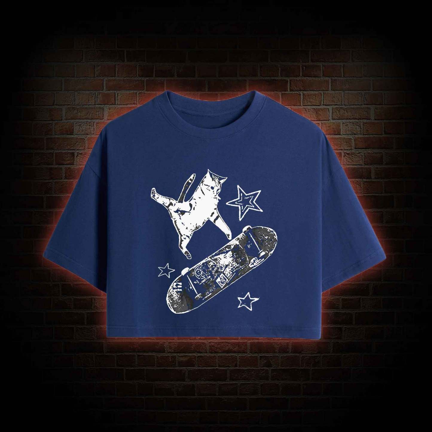 Skateboard Cat Crop Top