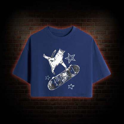 Skateboard Cat Crop Top