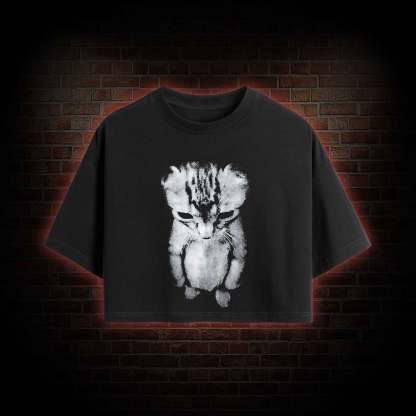 Sad Kitten Crop Top