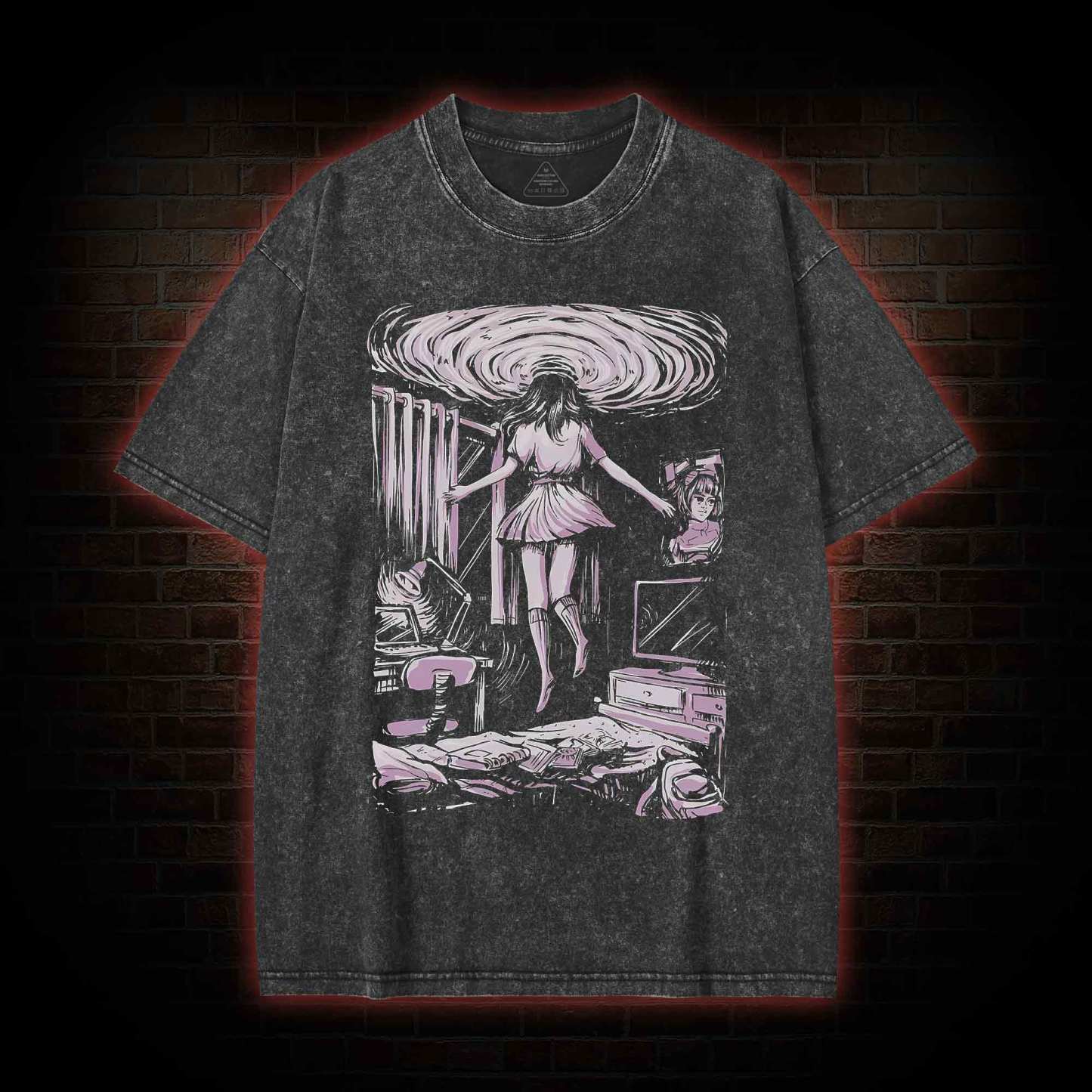 Portal Door Girl Washed T-shirt