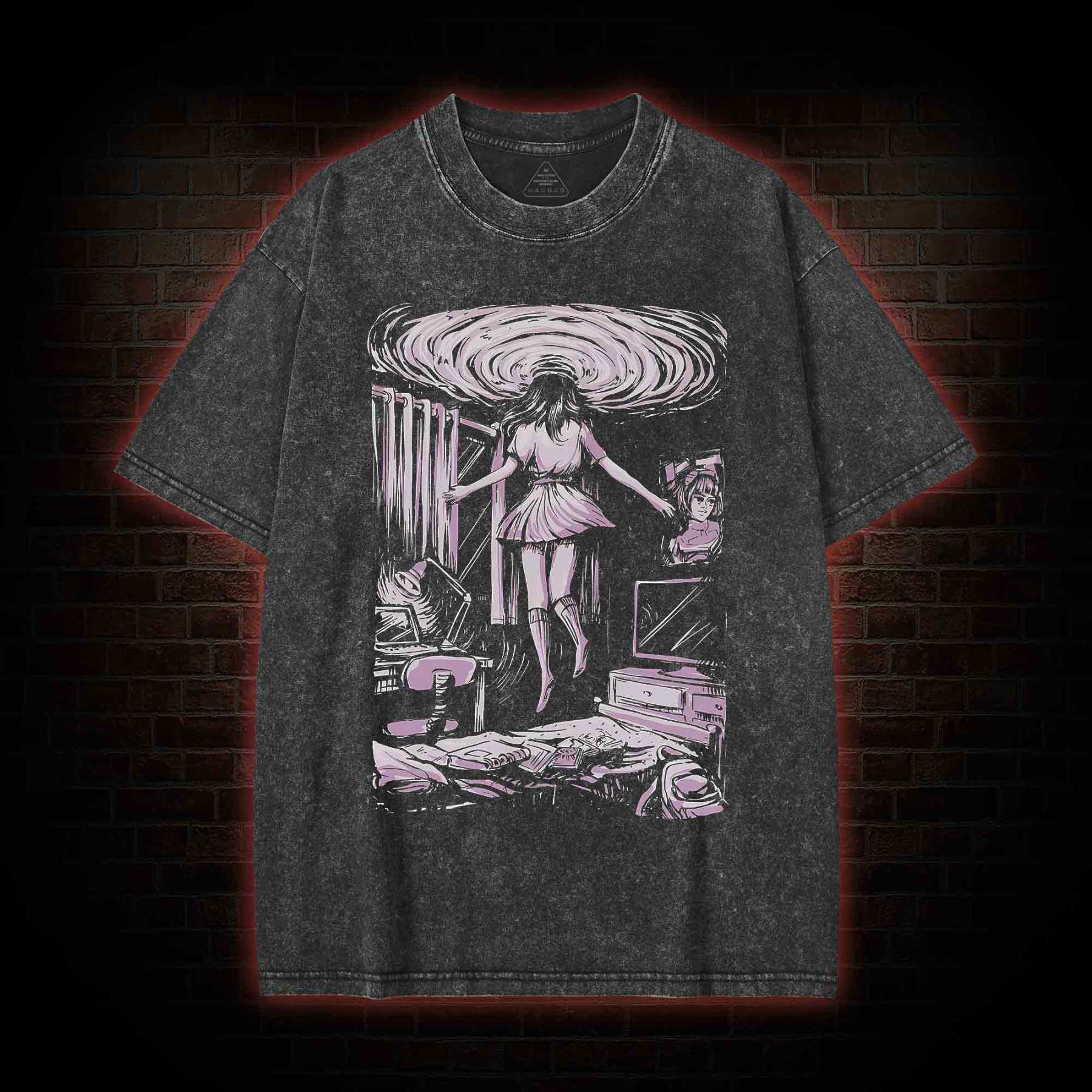 Portal Door Girl Washed T-shirt
