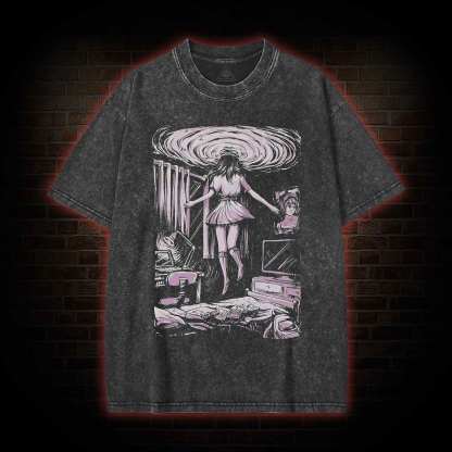 Portal Door Girl Washed T-shirt