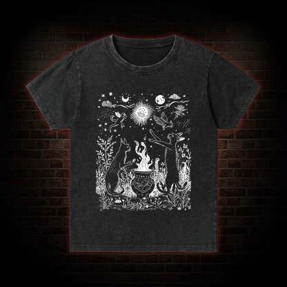 Celestial Cat Kid Washed T-Shirt