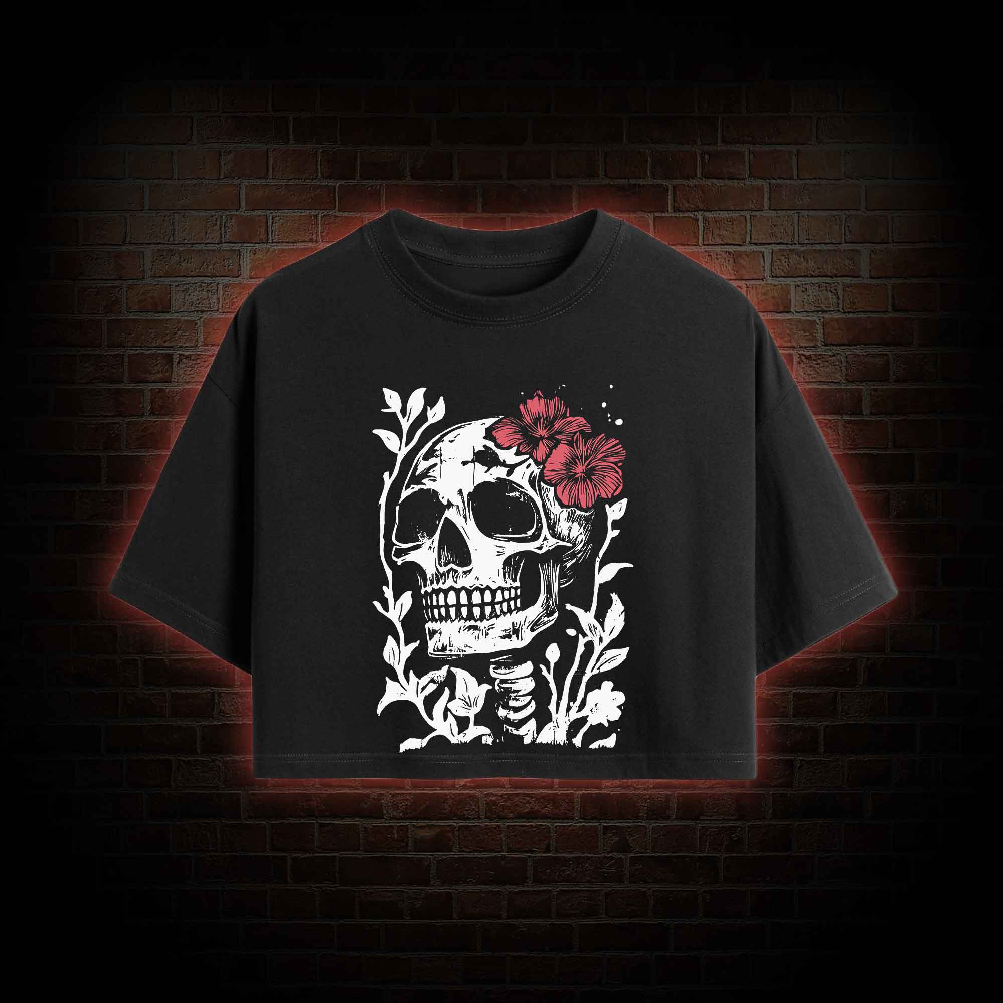 Flower Skull Crop Top