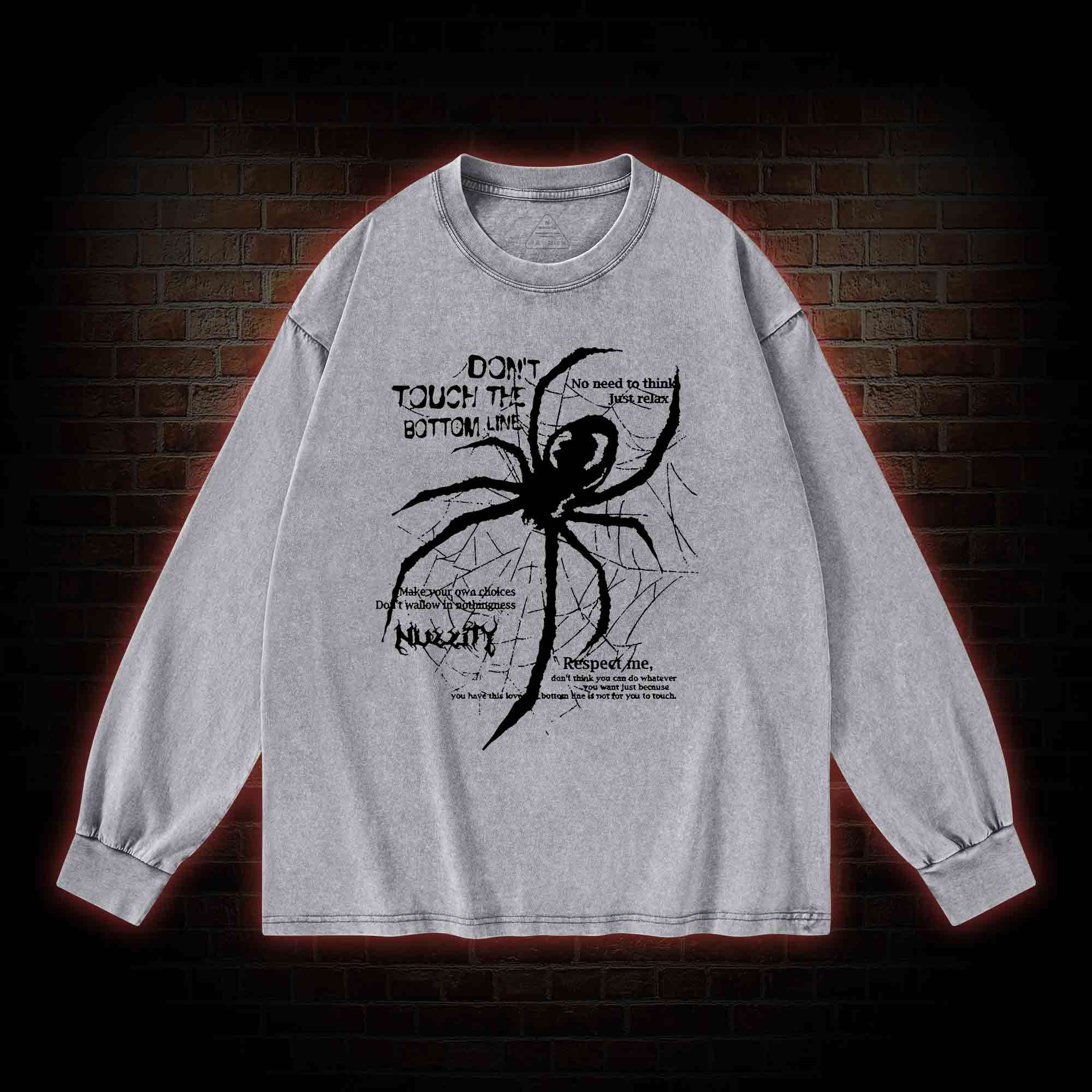 Don't Touch The Bottom Line Washed Long-Sleeve T-shirt