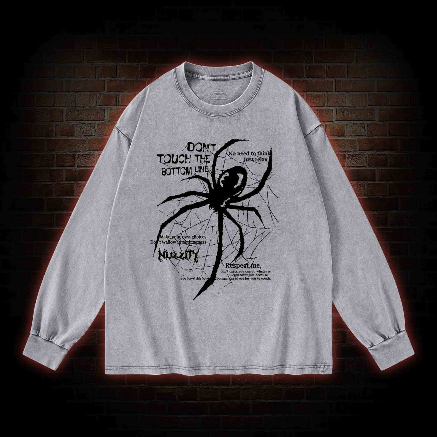 Don't Touch The Bottom Line Washed Long-Sleeve T-shirt