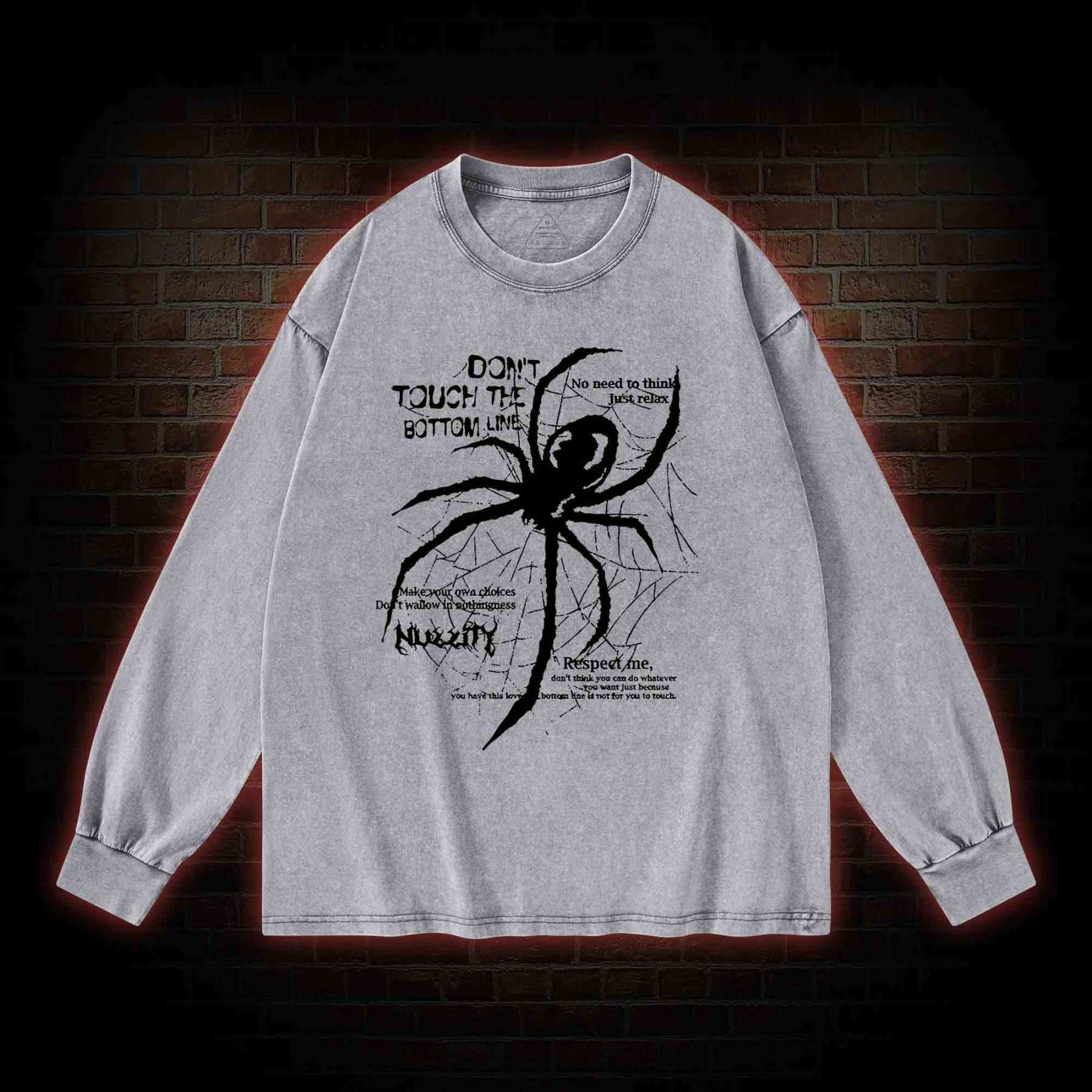 Don't Touch The Bottom Line Washed Long-Sleeve T-shirt